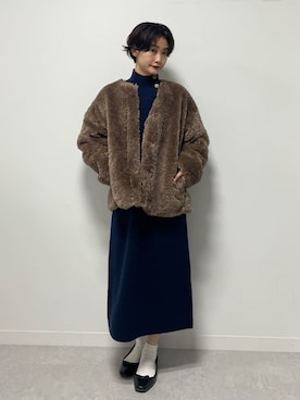 「NANO universe（ナノユニバース）のアイテム（ブルゾン）」を使った、七瀬　莉海さん（レディース・164cm）の秋コーディネート