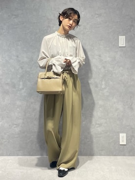 「NANO universe（ナノユニバース）のアイテム（スラックス）」を使った、七瀬　莉海さん（レディース・164cm）の秋コーディネート