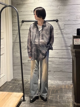 「HARE（ハレ）のワイドフレアデニムパンツ(HARE)（デニムパンツ）」を使った、ryota_hareさん（メンズ・171cm）の夏コーディネート