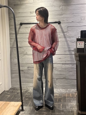 「HARE（ハレ）のワイドフレアデニムパンツ(HARE)（デニムパンツ）」を使った、ryota_hareさん（メンズ・171cm）の夏コーディネート