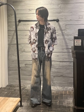 「HARE（ハレ）のワイドフレアデニムパンツ(HARE)（デニムパンツ）」を使った、ryota_hareさん（メンズ・171cm）の夏コーディネート