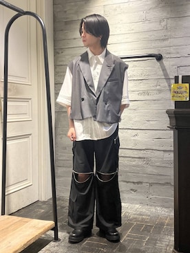 「HARE（ハレ）のアイテム（ベスト）」を使った、ryota_hareさん（メンズ・171cm）の春コーディネート