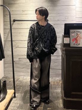 「HARE（ハレ）のダマスクガラモールニットプルオーバー(HARE)（ニット/セーター）」を使った、ryota_hareさん（メンズ・171cm）の秋コーディネート