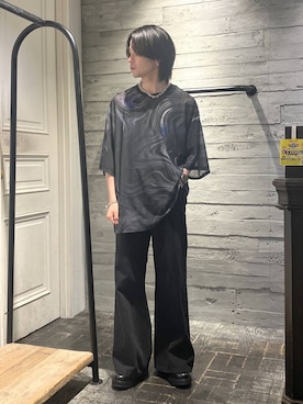 「HARE（ハレ）のワイドフレアデニムパンツ(HARE)（デニムパンツ）」を使った、ryota_hareさん（メンズ・171cm）の春コーディネート