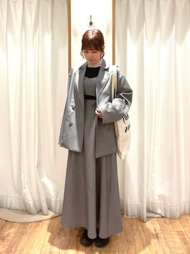 「ehka sopo（エヘカソポ）のアイテム（ノーカラージャケット）」を使った、はるさん（レディース・156cm）の春コーディネート