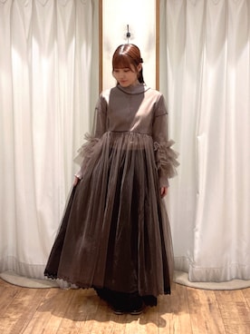 「チュールワンピ」｜はるさん（レディース・156cm）の秋コーディネート