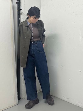 「アイテム（その他アウター、ブラウン系）」を使った、AIRIさん（レディース・169cm）の秋コーディネート