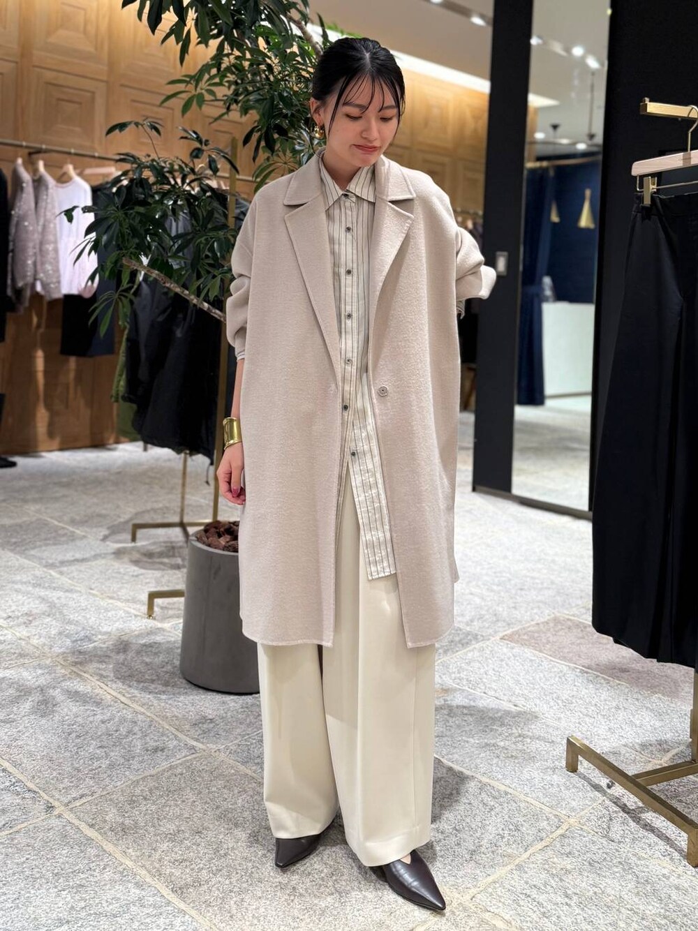 カレンソロジー　ワッシャーストライプシャツ Curensology（カレンソロジー） ブラウス シャツ /ワッシャー