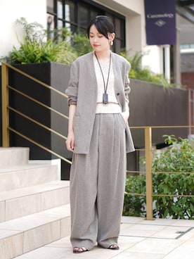 「冬コーデ」｜「アイテム（その他アウター）」を使った、nnhk16さん（レディース・157cm）の夏コーディネート