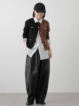 「Curensology（カレンソロジー）のCurensology(カレンソロジー)/＜C.S.G＞コットンシルクビッグシャツ（シャツ/ブラウス、ホワイト系）」を使った、nnhk16さん（レディース・157cm）の夏コーディネート