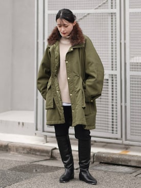 「アイテム（モッズコート）」を使った、nnhk16さん（レディース・157cm）の秋コーディネート