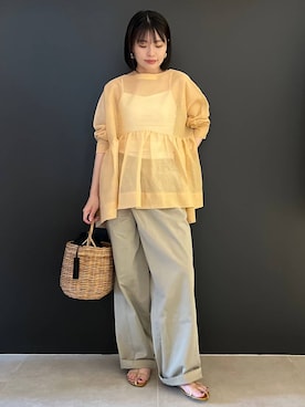「Curensology（カレンソロジー）のCurensology(カレンソロジー)/＜ＣＳＧ＞ムーンピアス（ピアス（両耳用）、ゴールド系）」を使った、nnhk16さん（レディース・157cm）の夏コーディネート