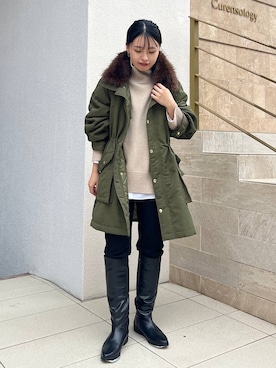 「アイテム（モッズコート）」を使った、nnhk16さん（レディース・157cm）の秋コーディネート
