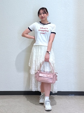 「FREE'S MART（フリーズマート）のアイテム（スカート）」を使った、saara730さん（レディース・157cm）の夏コーディネート