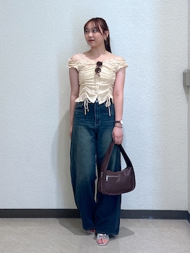 「シャーリング」｜saara730さん（レディース・157cm）の夏コーディネート