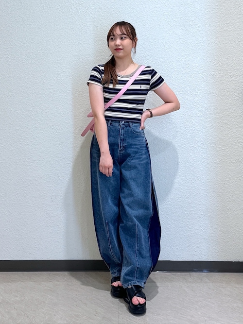 ◇ワンポイント刺繍マルチボーダーカットソー（Tシャツ