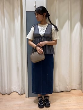 「Samansa Mos2 blue（サマンサモスモスブルー）のアイテム（サンダル）」を使った、ユリさん（レディース・161cm）の夏コーディネート