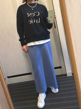 「SLOBE IENA（スローブイエナ）のアイテム（スウェット）」を使った、reさん（レディース・152cm）の春コーディネート