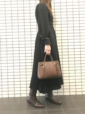 「ブラウン×ブラック」｜carino_staff(sayu)さん（レディース・161cm）の冬コーディネート