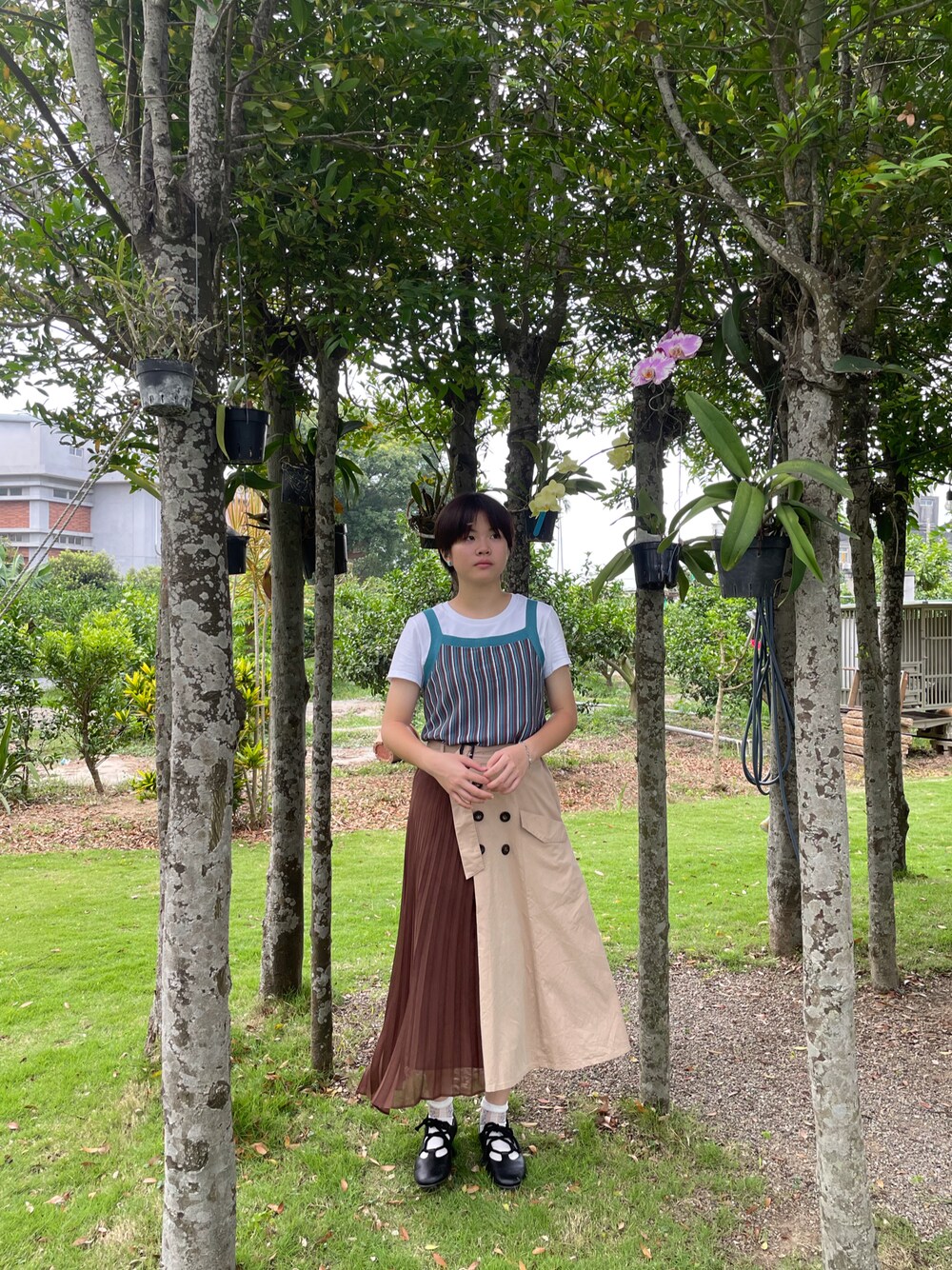 「fitflopのアイテム（バレエシューズ、ブラック系）」を使った、peiさん（レディース・164cm）の春コーディネートの1枚目の写真
