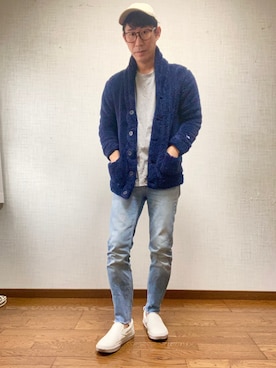 「Champion（チャンピオン）のアイテム（ブルゾン）」を使った、upbeachさん（メンズ・170cm）の冬コーディネート