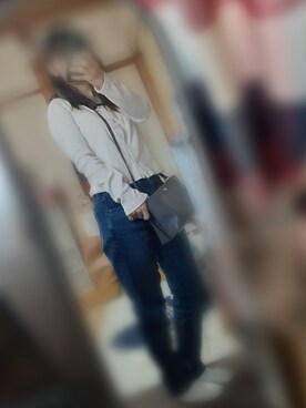 「UNIQLO（ユニクロ）のアイテム（牛仔裤、ブルー系）」を使った、ちの🍀冬眠中💤さん（レディース・143cm）の春コーディネート