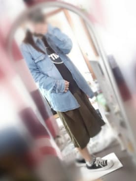 「GU（ジーユー）のアイテム（夹克/外套、ブルー系）」を使った、ちの🍀冬眠中💤さん（レディース・143cm）の秋コーディネート