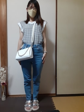 「a.v.v（アーヴェヴェ）のアイテム（马甲、その他）」を使った、ちの🍀冬眠中💤さん（レディース・143cm）の夏コーディネート