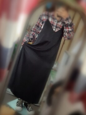 「GU（ジーユー）のアイテム（连衣裙、ブラック系）」を使った、ちの🍀冬眠中💤さん（レディース・143cm）の秋コーディネート