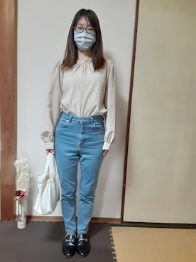 「古着のアイテム（上衣、ベージュ系）」を使った、ちの🍀冬眠中💤さん（レディース・143cm）の夏コーディネート