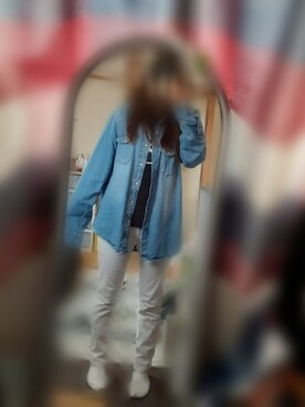 「GU（ジーユー）のアイテム（牛仔外套、ブルー系）」を使った、ちの🍀冬眠中💤さん（レディース・143cm）の秋コーディネート