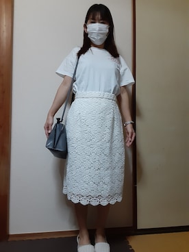 「UNIQLO（ユニクロ）のアイテム（裙子、ホワイト系）」を使った、ちの🍀冬眠中💤さん（レディース・143cm）の夏コーディネート