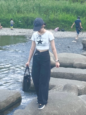 「ADER error（アーダーエラー）のアイテム（帽子）」を使った、nopinonさん（レディース・162cm）の夏コーディネート