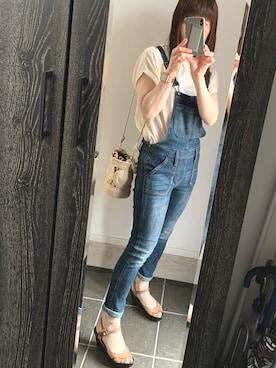 「GAP（ギャップ）のアイテム（オールインワン・サロペット）」を使った、JcoRo☀︎さん（レディース・158cm）の夏コーディネート