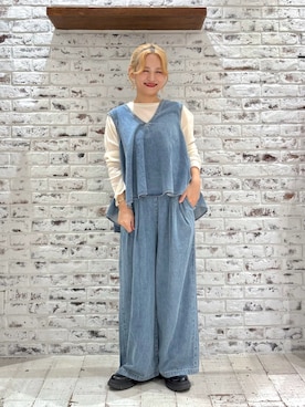 「アイテム（つなぎ/オールインワン）」を使った、yukaさん（レディース・153cm）の秋コーディネート