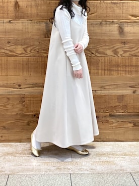 「PUAL CE CIN（ピュアルセシン）の綿針抜きハイネックロングスリーブ（Tシャツ/カットソー）」を使った、yukaさん（レディース・153cm）の冬コーディネート