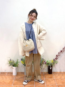「キルトジャケット」｜「アイテム（その他アウター）」を使った、yukaさん（レディース・153cm）の秋コーディネート