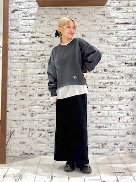 「PUAL CE CIN（ピュアルセシン）のトリコットメッシュカットソー（Tシャツ/カットソー）」を使った、yukaさん（レディース・153cm）の秋コーディネート