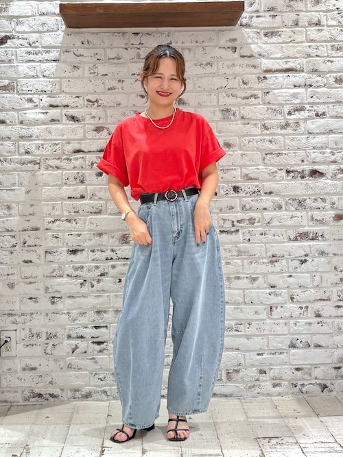 セール】【25th】綿麻デニムカーブシルエットパンツ（デニム