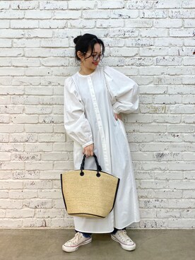 「CONVERSE（コンバース）のCONVERSE コンバース オール スター ジャパン オックス / ALL STAR J OX (NATURAL WHITE) 32167710（スニーカー）」を使った、yukaさん（レディース・153cm）の春コーディネート