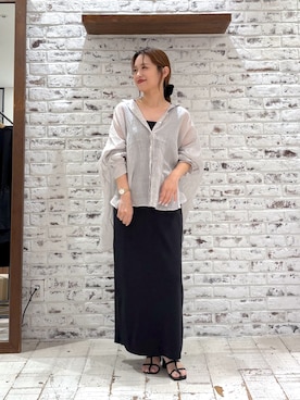 「リネンシャツ」｜yukaさん（レディース・153cm）の秋コーディネート