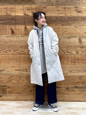 「PUAL CE CIN（ピュアルセシン）のアイテム（ノーカラーコート）」を使った、yukaさん（レディース・153cm）の冬コーディネート