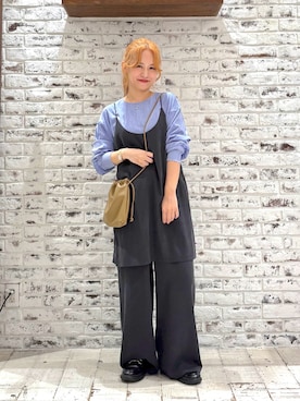 「秋のコーデ」｜「アイテム（オールインワン・サロペット）」を使った、yukaさん（レディース・153cm）の秋コーディネート