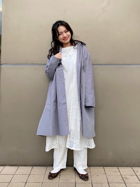 「PUAL CE CIN（ピュアルセシン）のアイテム（ステンカラーコート）」を使った、yukaさん（レディース・153cm）の春コーディネート