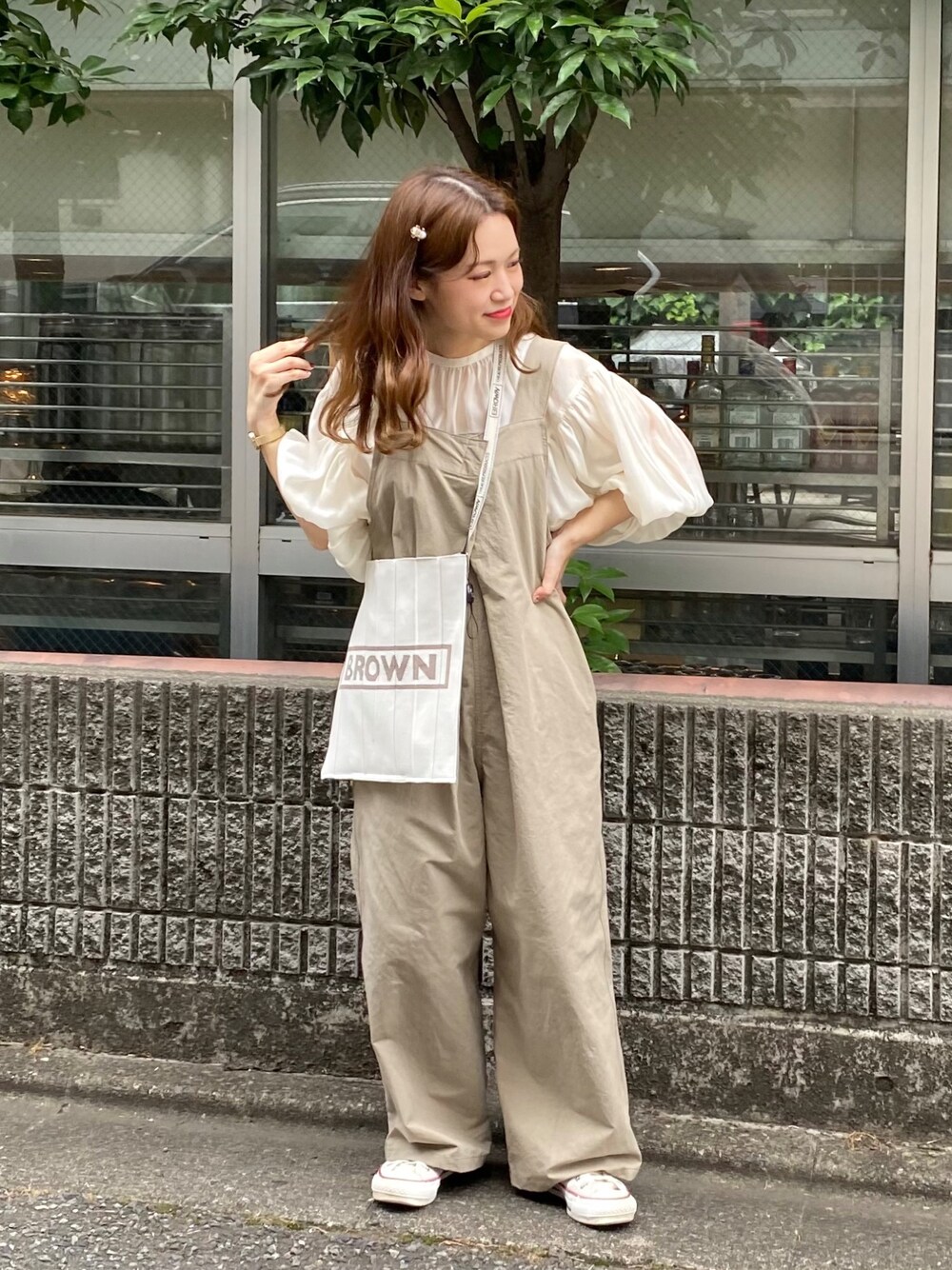 Du noir コットンリネンサロペット Du noir】コットンリネンサロペットを使った人気ファッション