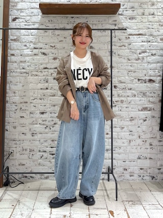 【ピュアルセシン】カーブレッグデニムパンツ　グレー　М セール】【S/M/Lサイズ展開】デニムカーブレッグパンツ（デニム