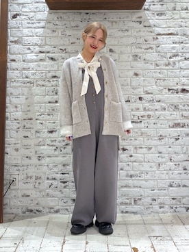 「アイテム（サロペット/オーバーオール）」を使った、yukaさん（レディース・153cm）の秋コーディネート