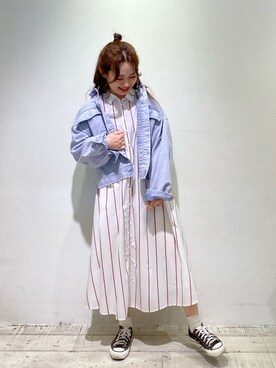 「はじめましてコーデ」｜「アイテム（デニムジャケット）」を使った、yukaさん（レディース・153cm）の春コーディネート