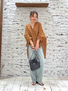 「アイテム（ニット/セーター）」を使った、yukaさん（レディース・153cm）の夏コーディネート