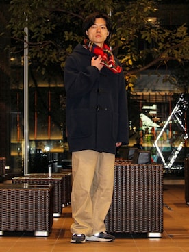 「アイテム（ダッフルコート）」を使った、reさん（メンズ・173cm）の秋コーディネート